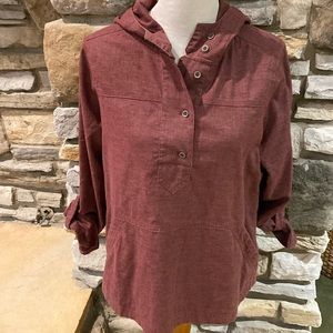 Prana- cute casual hooded top, size M